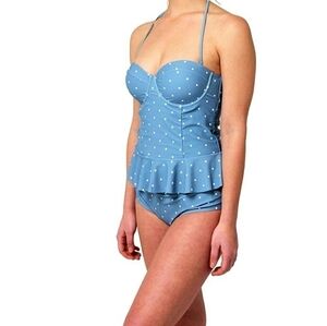 VIGOSS Polka Dot Corset Top Tankini NWOT Med.